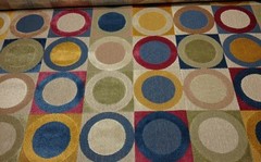 CLARENCE HOUSE TURANDOT MULTI CIRCLE LINEN VELVET FURNITURE FABRICS 3.7 YARD 52″