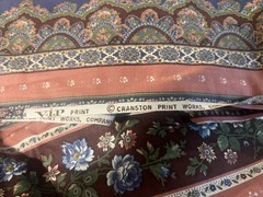 Vintage VIP Cranston Floral & Pink Border Stripe Print Fabric – 8 Yds