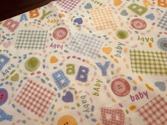 VTG NEW Yellow BABY Flannel Fabric Pink Blue Green Gingham Buttons Novelty 2 YDS