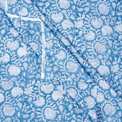 5 Yards Indian voile Fabric Cotton Sanganeri Hand Block Print Floral Fabric