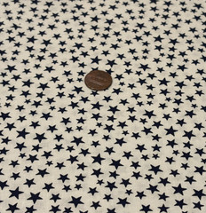 Navy Stars Splashed on White * 100% Cotton Remnant * 8″ x 21″ * Made in USA *