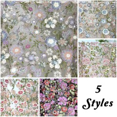 Flower Bead Embroidery Fabric Lace Tulle Dress Wedding Dress Fabric DIY Sewings