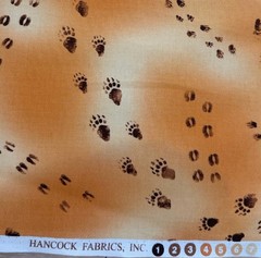 Vintage Fabric Animal Tracks Bear Deer Paw Foot Prints Hancock Fabrics 75×43