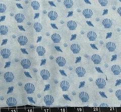 Tina Scrap 9″x21″ Beach Seashell sea shell Blue water Tide Ocean Cotton Fabric