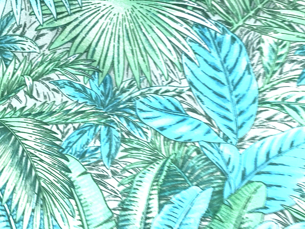 Tommy Bahama Leaf Tropical Print Fabric Green Blue Tan Palm Leaves 3.25 Yard Lot