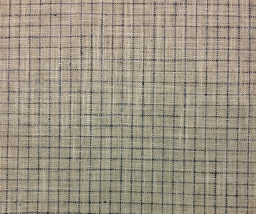 BALLARD DESIGNS BLAKE INDIGO BLUE FLAX TATTERSALL PLAID FABRIC BY THE YARD 54″W
