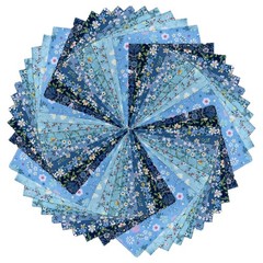 50 PCS 8×8 inch Multicolor Cotton Fabric Bundle Squares for Quilting Blue