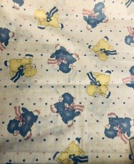 VTG Nursery Print Baby Lambs Blue & Yellow Hearts Princess House #204 BTFQ