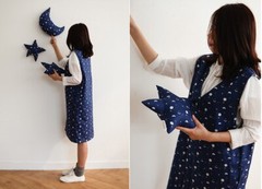 Tonight Sky Moon Star Patterned Fabric made in Korea by Half Yard