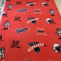 Nebraska Huskers Red Fleece Fabric 60″x35″ NCAA College Team Sports Print