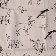 Ikea of Sweden Fabric 1 Yard Black White Origami Animal Print Asa Ekstrom 2008