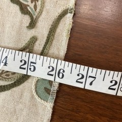 VTG Hand-Printed Crewel Fabric Sample Linen Rayon Blend Smithson Inc 35” X 26”