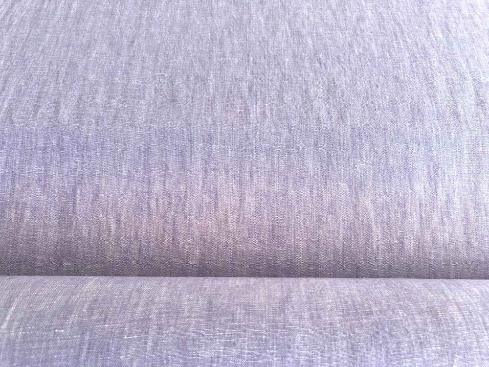 100% Linen Fabric Yarn Dyed Heather Lilac & White 216gsm 6.4oz, Swatch Available