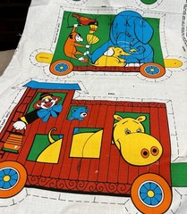 Vintage Cranston VIP “Circus Train” cut-and-sew fabric panel 44 X 35