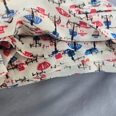 Vintage Knit Fabric 116″x152″ Boys Girls Riding Trikes Print Stretches One Way