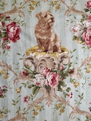 Lee Jofa Putting On The Dog Fabric 55”w x 35″ H Linen Spaniel Yorkie Dogs (5p)