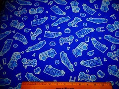 Quilt Fabric By Yard Fire Truck Police Car Rescue Vehicles Royal Blue Cotton N C