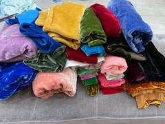 50 Mix Charm Pack Silk Velvet Squares Patchwork fabric Bundle Scraps Lot