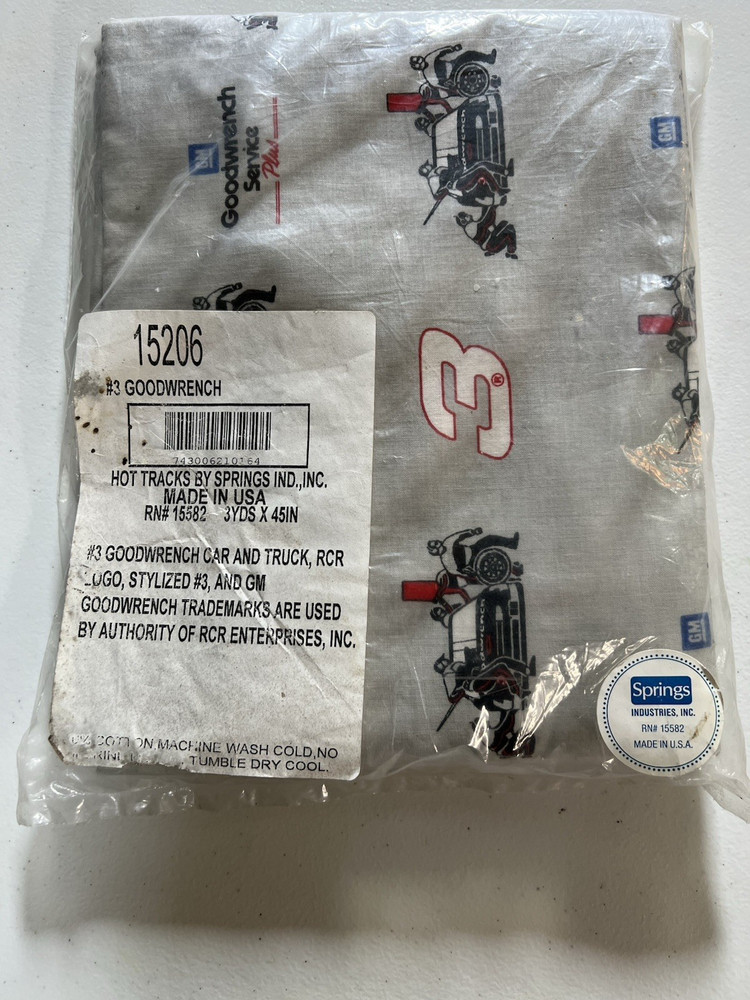 Nascar #3 Goodwrench !00% Cotton Fabric 3yds X 45in Wide