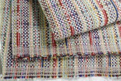 Heavyweight Upholstery Fabric Multi-Color Stripe Taupe Aqua Rust Blue 56″x 1.5 Y