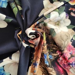 WOW! Peacocks/Butterflies/Floral, on Navy Blue Cotton Jersey Knit – OEKO-TEX
