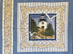 LIGHTHOUSE & BEACH 2 BLOCK PILLOW PANEL, 15 1/2″ SQUARE BLOCKS