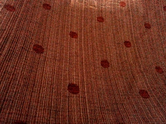 Vintage Deep Red & Gold Metallic Sheen Red Velvet Polka Dots 2 Yds Crinkle Spice