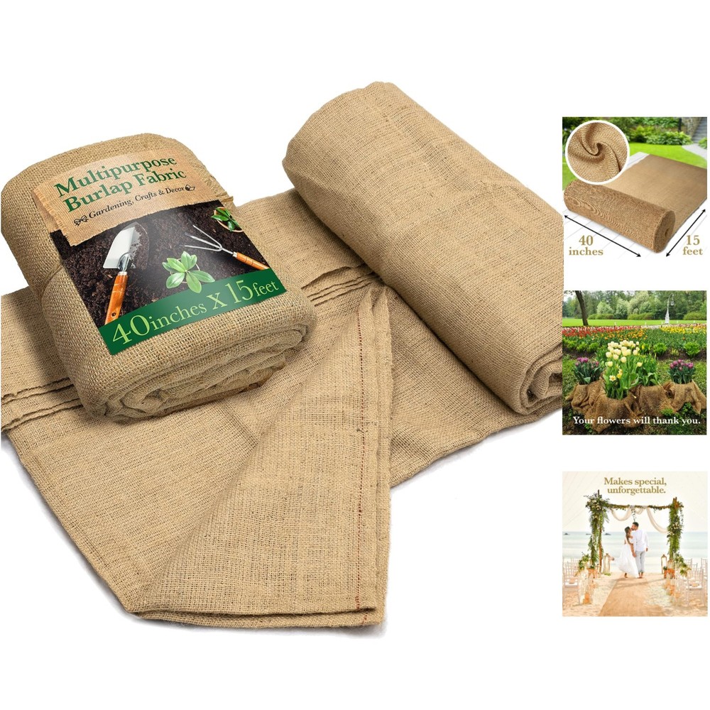 Durable 40″ x 15′ Heavy-Duty Jute Burlap Roll – Ideal for Gardening and Events