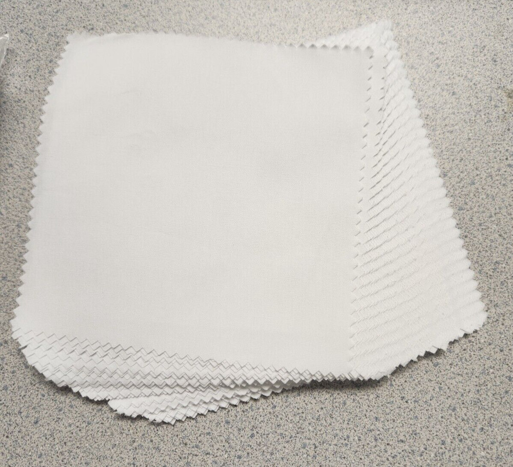 40 white fabric squares 100% cotton 6×6 with pinked edges