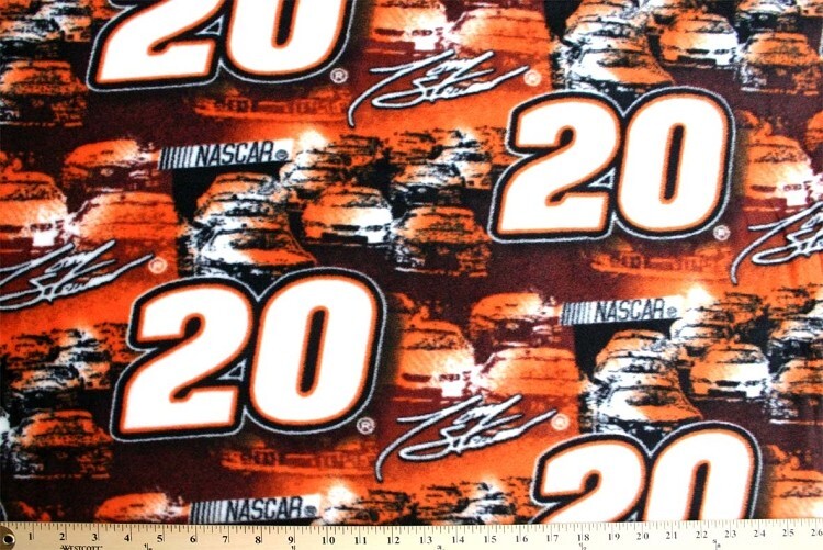 Fleece Tony Stewart #20 NASCAR Racing Sports Fleece Fabric Print by Yard A408.49