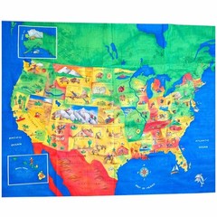 Fabric Traditions USA Map Fabric Panel 2001 1 Yard 45” Wide Educational Cotton