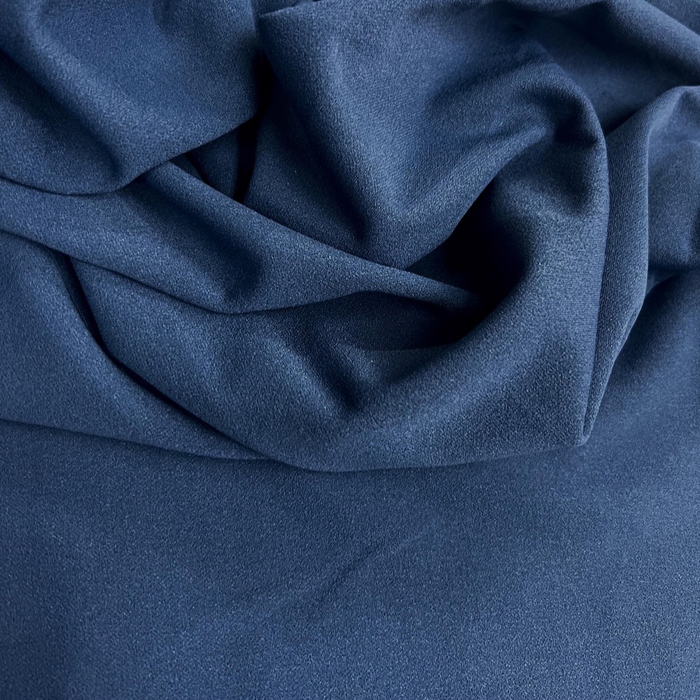 Chey DENIM BLUE Stretch Crepe Scuba Techno Knit Polyester Spandex Fabric for Bo