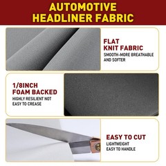 Flat Knit Headliner Fabric with Foam Backing for Car, SUV & RV Interior Repair