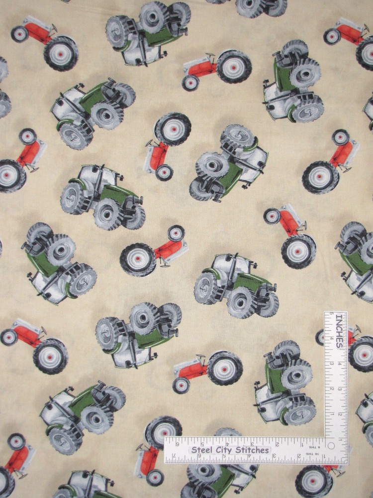Farm Tractors Toss Cotton Fabric Wilmington Green Mountain Farm By The Yard