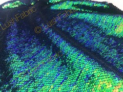 GREEN &BLACK MERMAID Reversible 5mm Sequin Fabric Flip 2 Tone 130cm wide