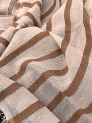 Herringbone Striped Neutral Organic Cotton Double Face Fabric By 2 Meters.