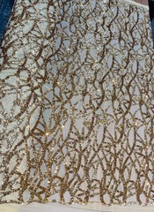 Celeste GOLD Sequins on Mesh Lace Fabric by the Yard – 10134