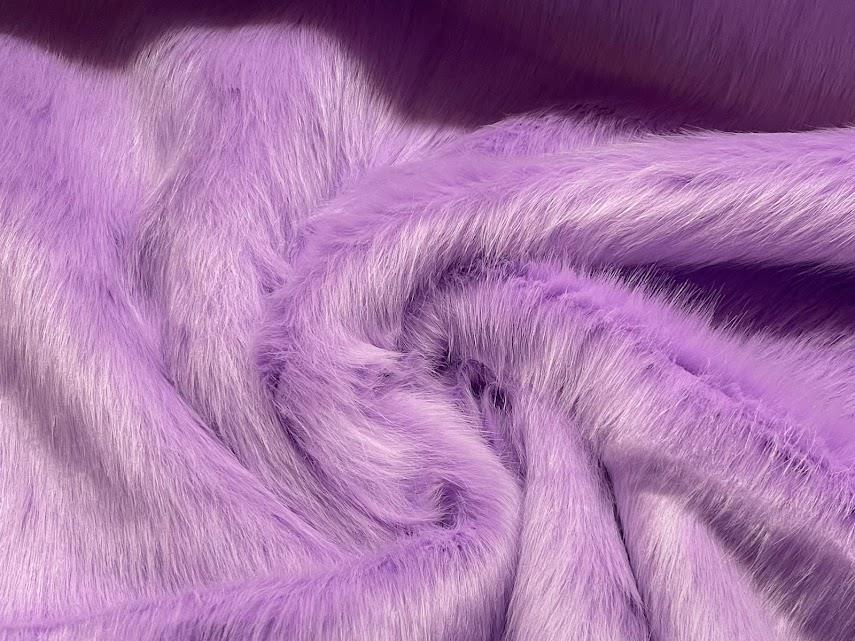 Super Luxury Faux Fur Fabric Material LONG PILE LILAC