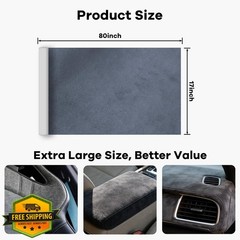 TREEHAC Suede Fabric Car Wrap Blue Gray 17″x80″ Interior Dash Trim