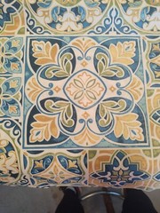 Sage Green Peacock Blue Wheat Gold Tile Design Upholstery Fab Bryant Ind. 54″