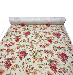 COVINGTON LARISSA 32 HARVEST ORANGE BIRD FLORAL TOILE LINEN FABRIC BY YARD 54″W