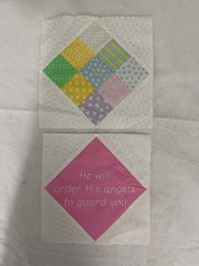 2 Quilt Squares- 8″ embroidered He will Order His Angels to Guard You