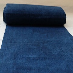 Hand Woven Ancient loom woven fabric indigo blue dyed yarn natural plant dyed