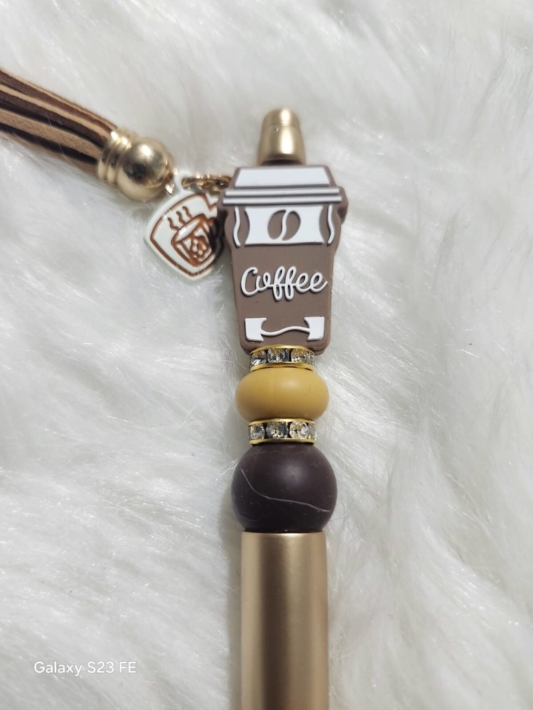 PENS WITH SILICONE CUPS WITH A COFFEE THEM