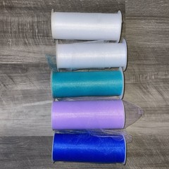 Tulle Fabric Crafting Spools Mostly Unused Bows Crafts Bridal Lot Of 5 Rolls