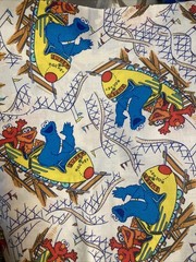 Vintage Sesame Street Cotton Blend Fabric Super Rocket Roller Coaster 1 1/2 Yard