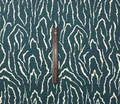 BALLARD DESIGNS MYA PEACOCK BLUE IVORY ZEBRA ANIMAL FABRIC BY THE YARD 54″W