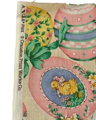 Vintage Easter Egg Fabric Cranston Print Works Bunny Chick Floral 17” x 60”