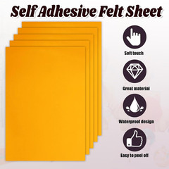 12 Pcs Self Adhesive Felt Sheets, Yellow Felt Sheet with Adhesive Backing, 8 x 1