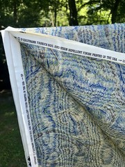 VTG P Kaufmann PAISLEY Moire Stripe Blue Green Brown Cotton Fabric 55”x6 YDS USA